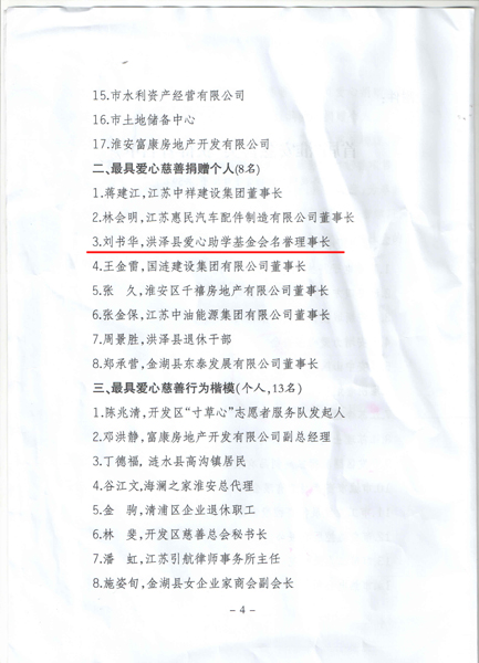 劉書華總經(jīng)理榮獲“最具愛心慈善捐款個人”榮譽